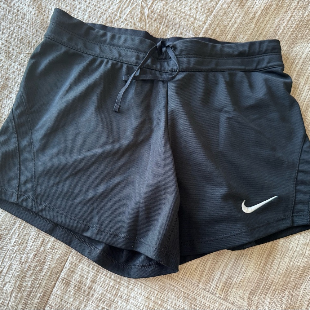 Nike Women's Black Athletic Shorts with White Logo